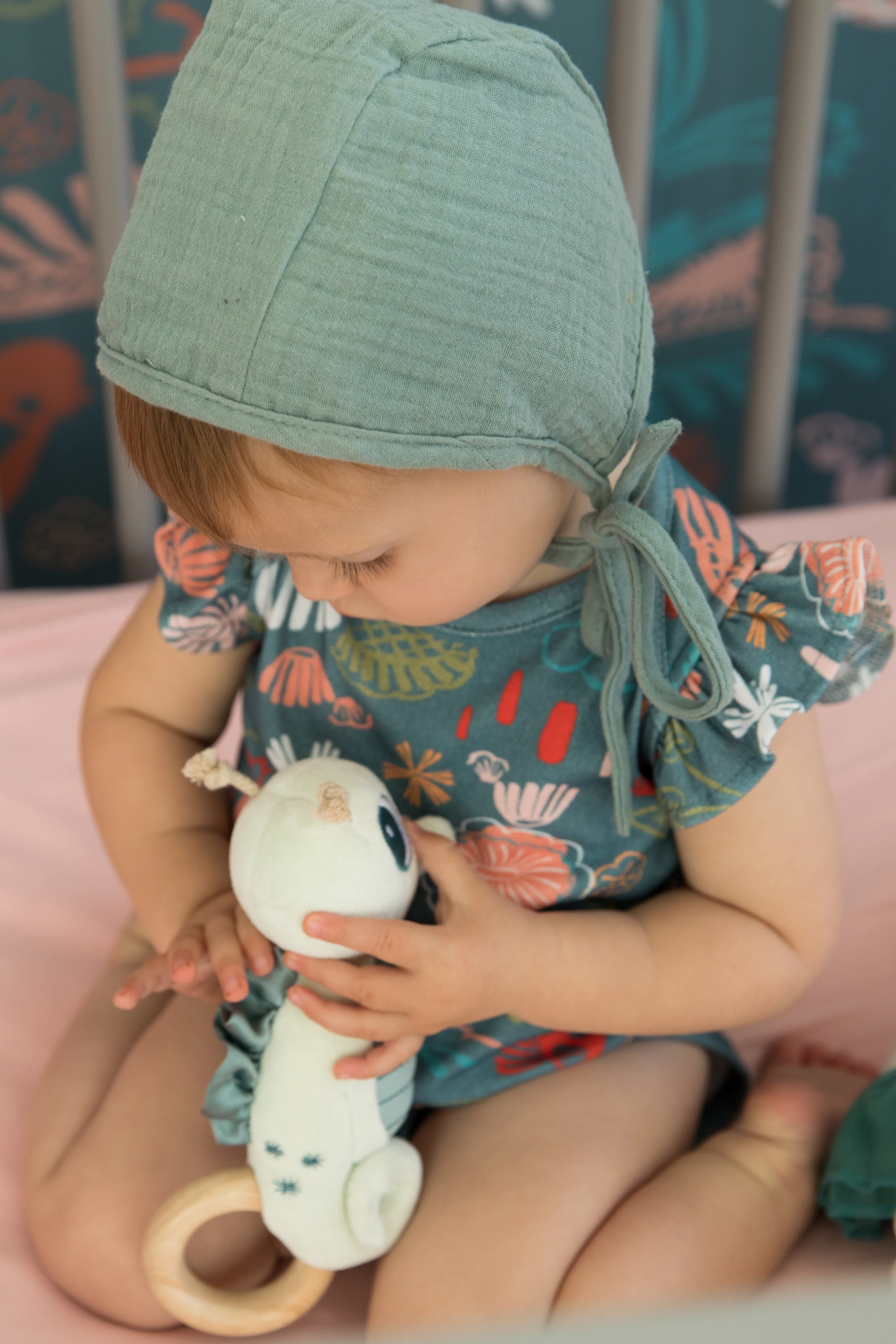 Teal Seahorse Teething Rattle - Image 2