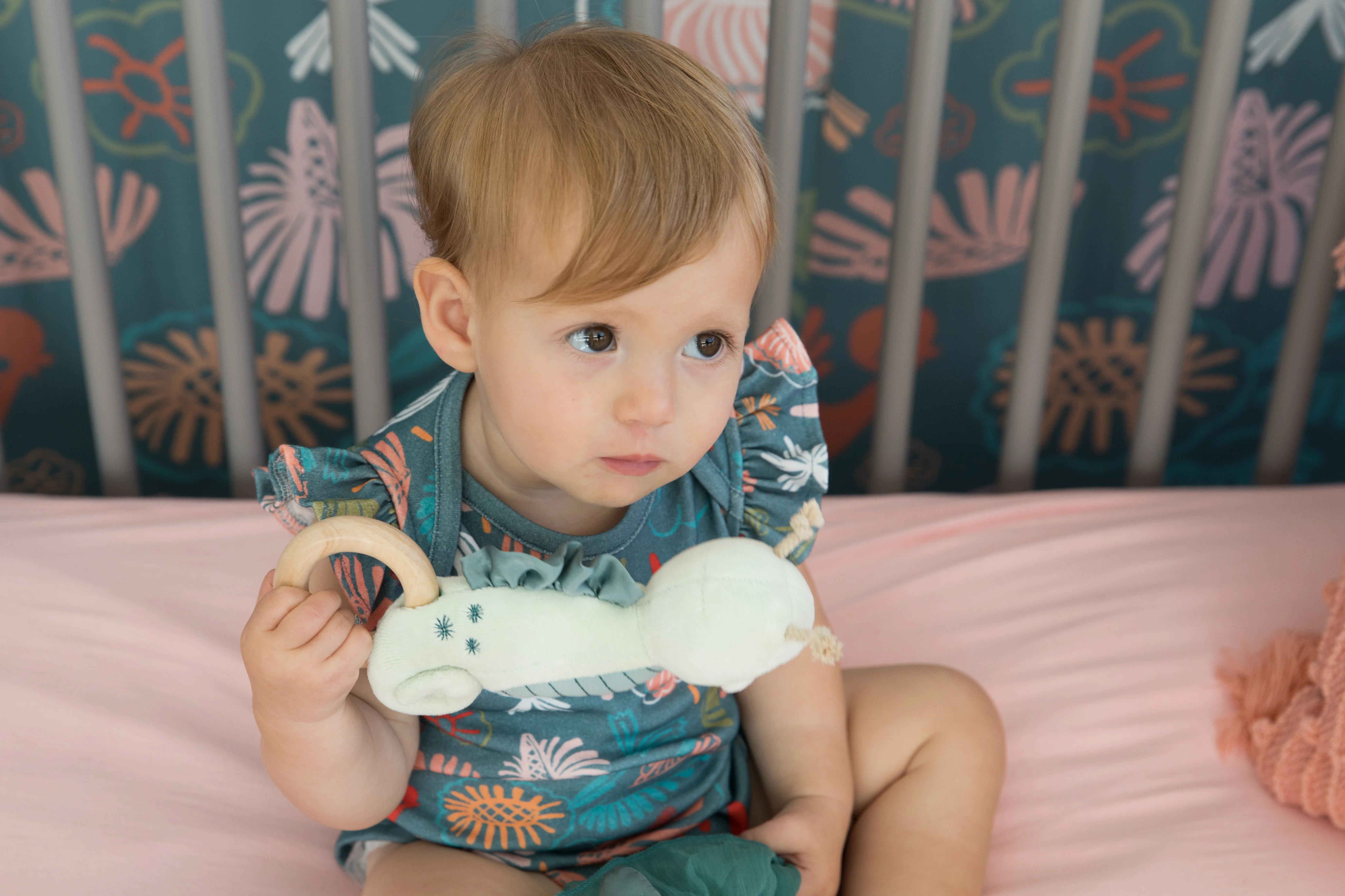 Teal Seahorse Teething Rattle - Image 3
