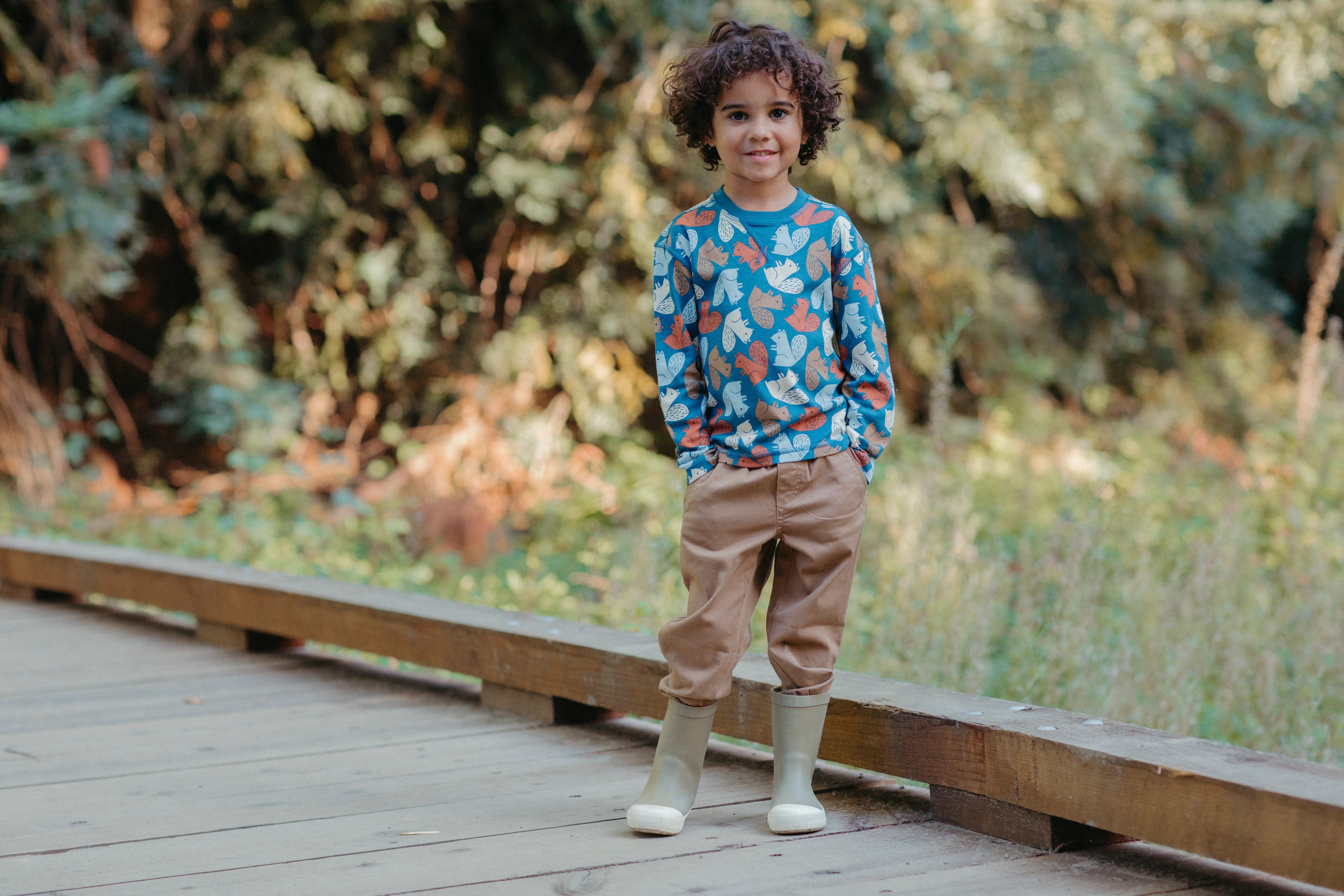 Bamboo Blend Crewneck Long Sleeve Shirt - Squirrel Scurry - Image 3