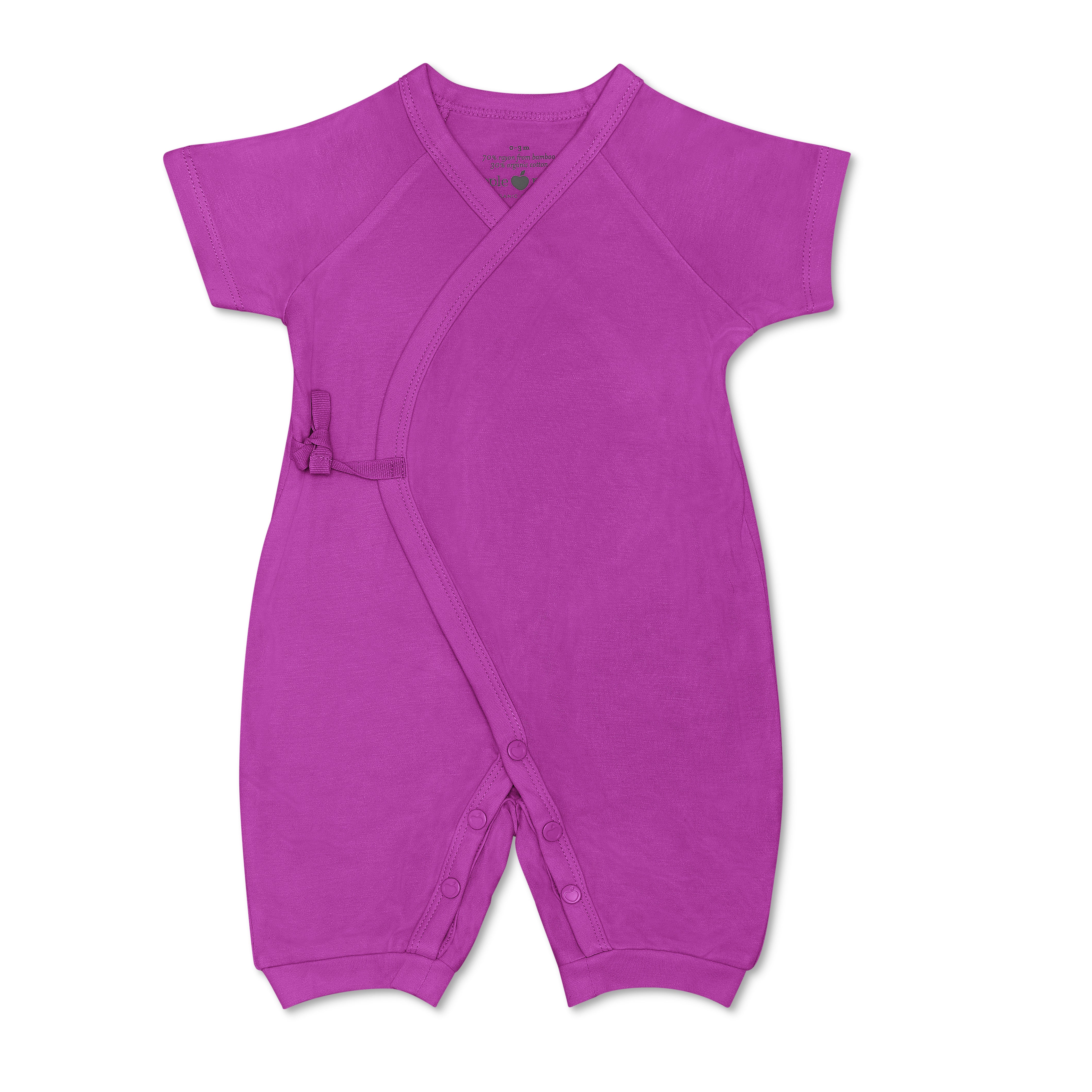Bamboo Blend Wrap-Front Romper - Raspberry