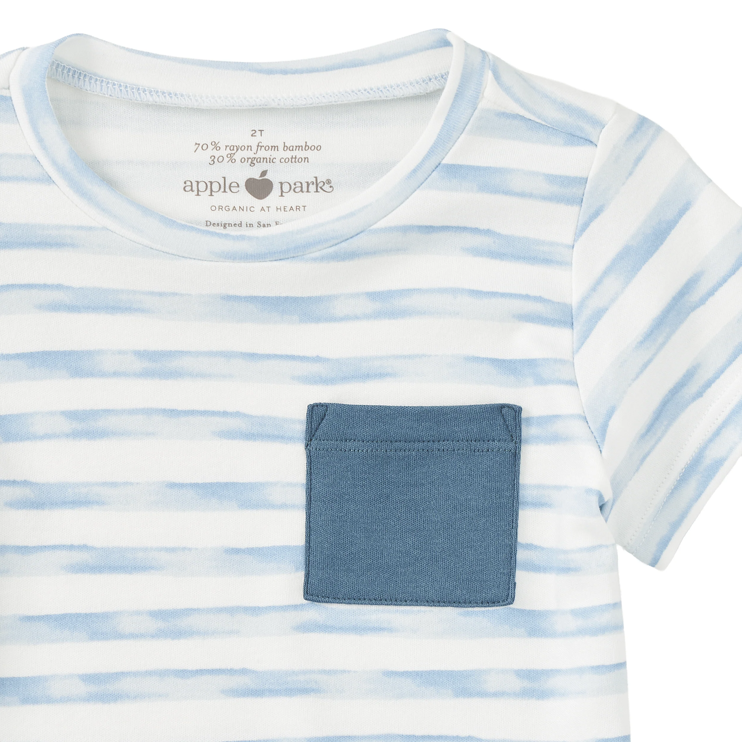 Bamboo Blend Short Sleeve Pocket Tee – Breezy Bay Stripe - Image 4
