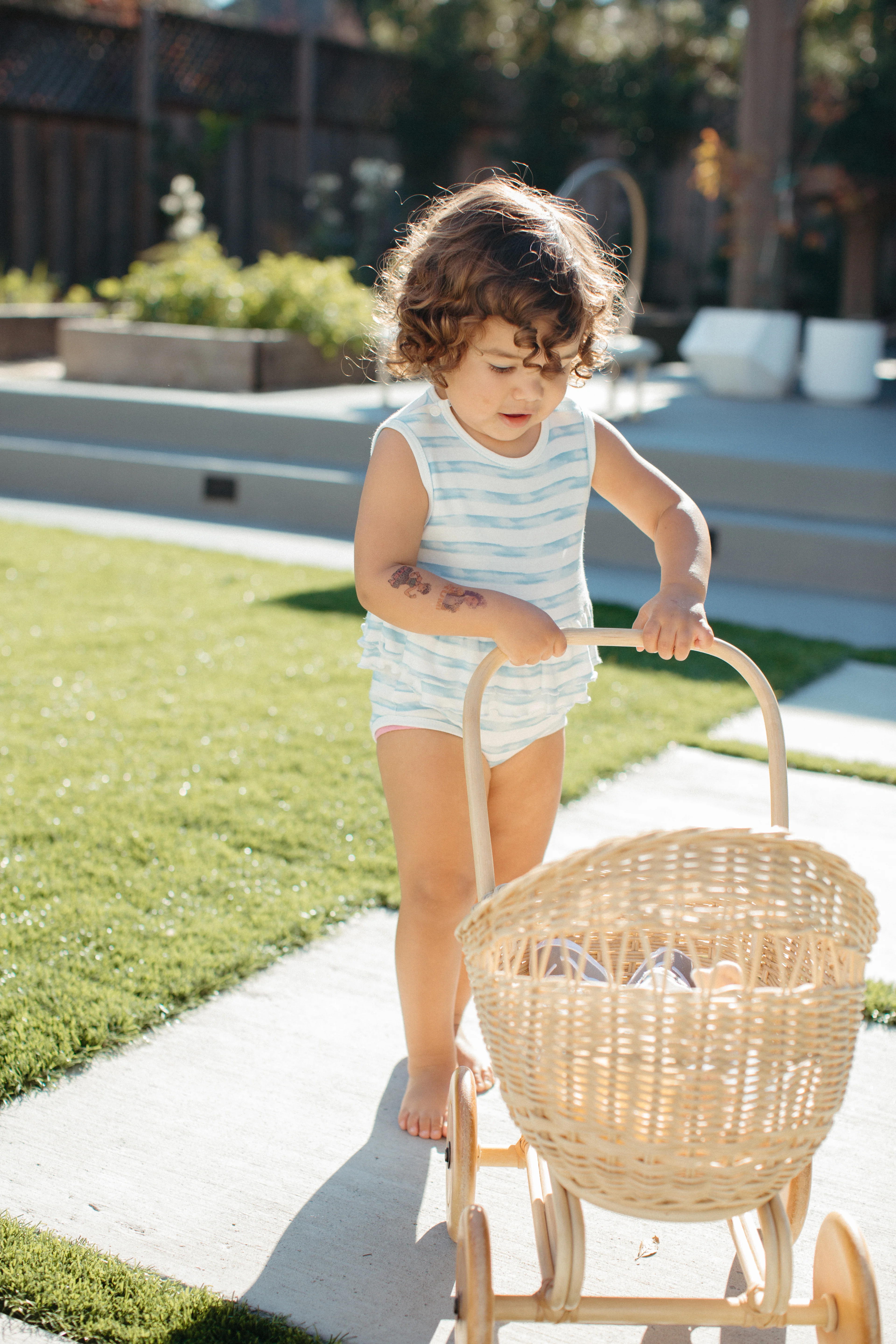 Bamboo Blend Skirted Romper - Breezy Bay Stripe - Image 5