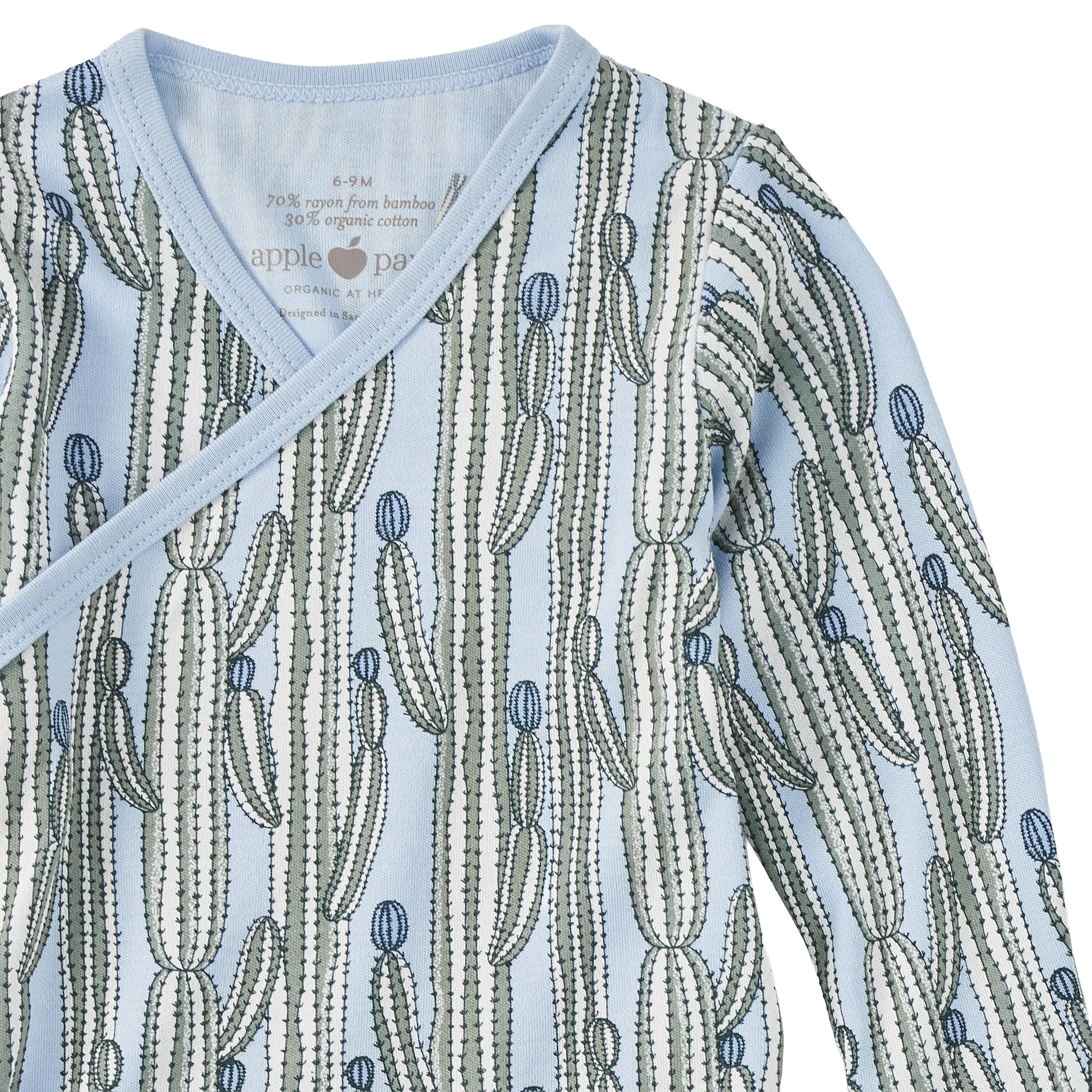 Bamboo Blend Wrap-Front Long Sleeve Layette Jacket - Blooming Saguaro - Image 3