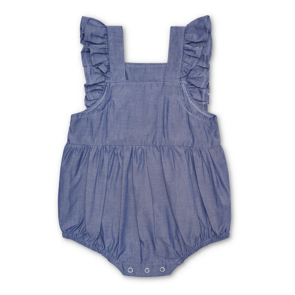 Flutter Sleeve Romper - Chambray - Image 3