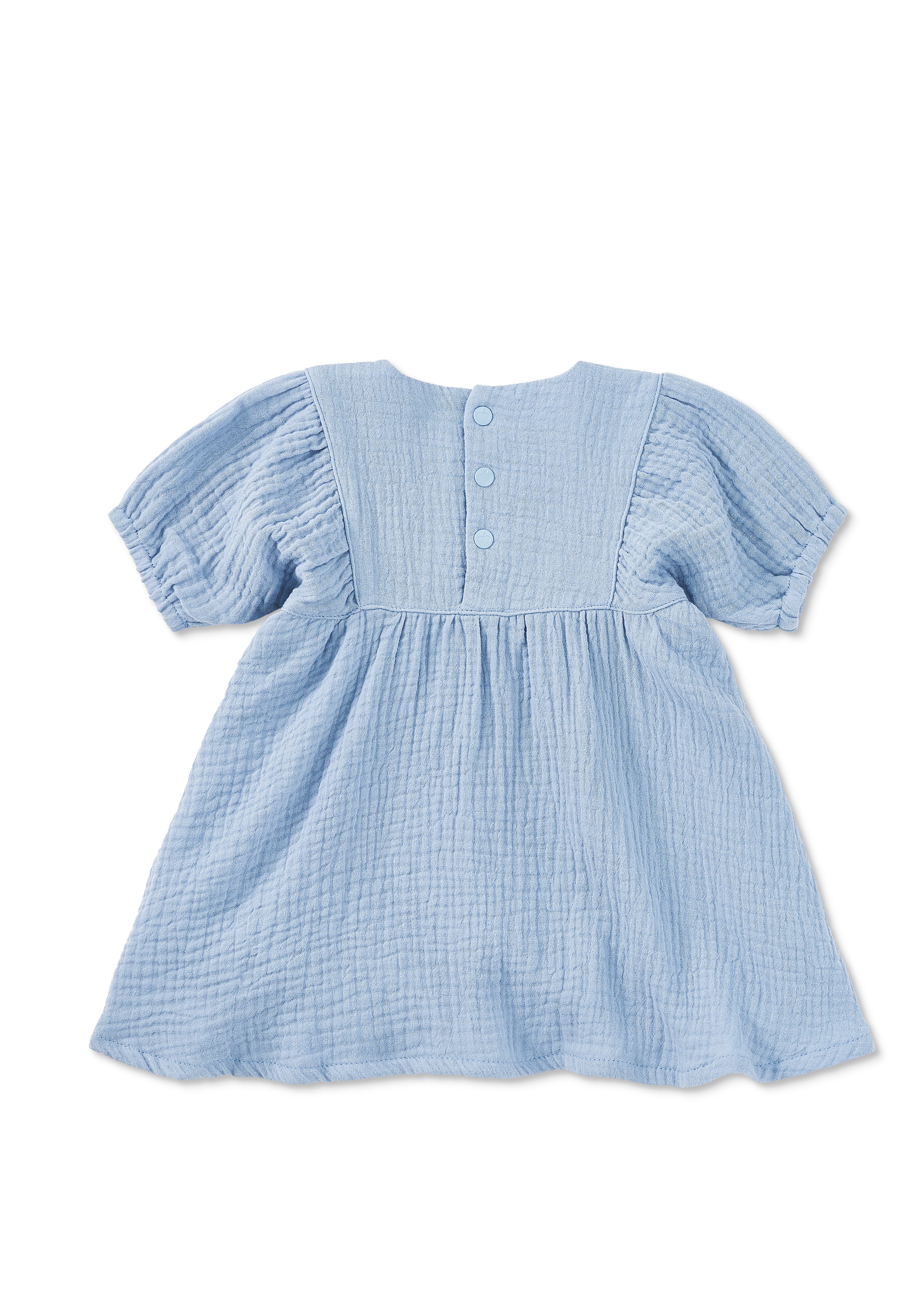 Dress with Puff Sleeves - Blue - Image 2