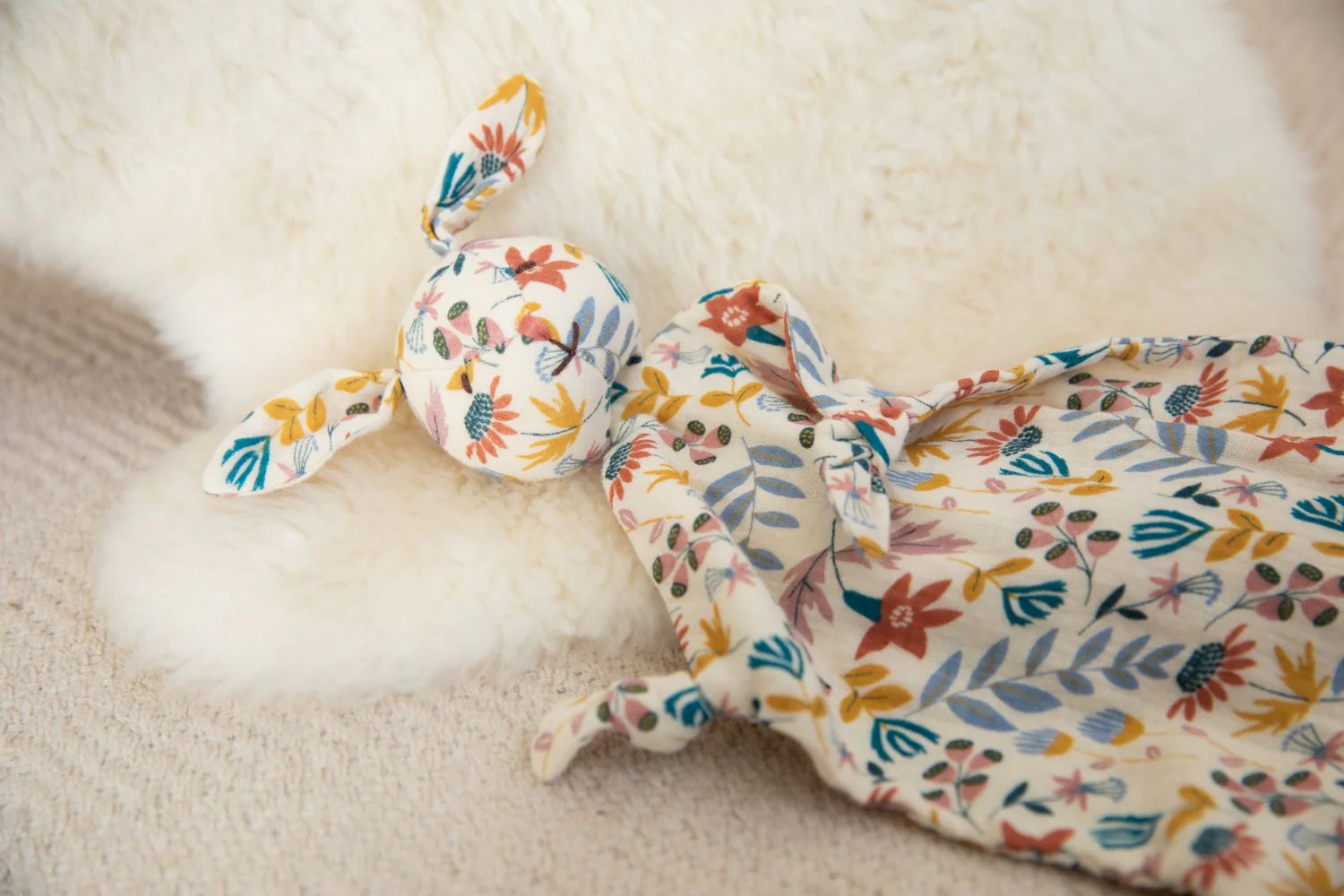 Muslin Bunny Lovey - Earthtone Floral - Image 3