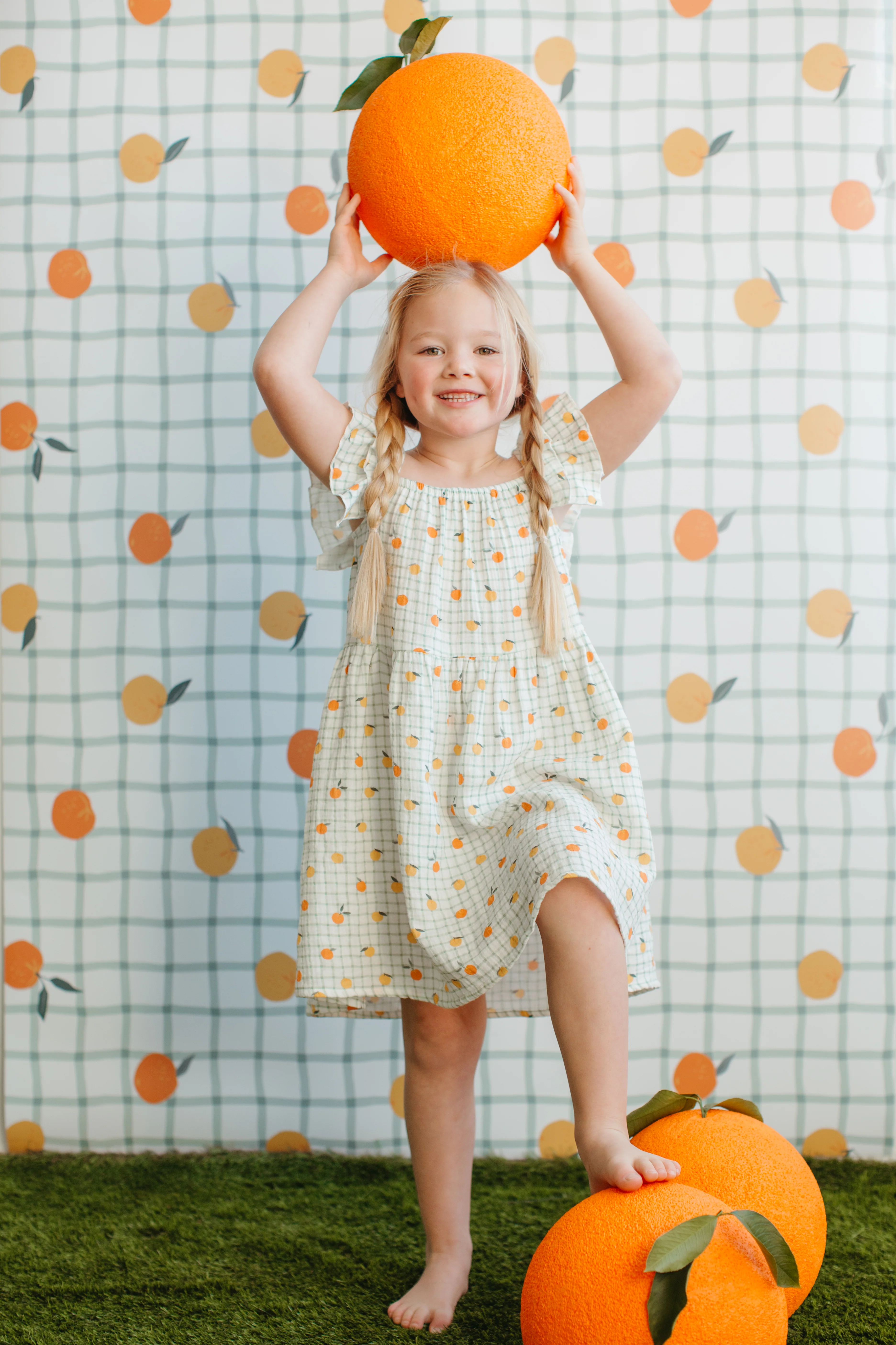 Muslin Flutter Strap Dress - Gingham Grove - Image 2