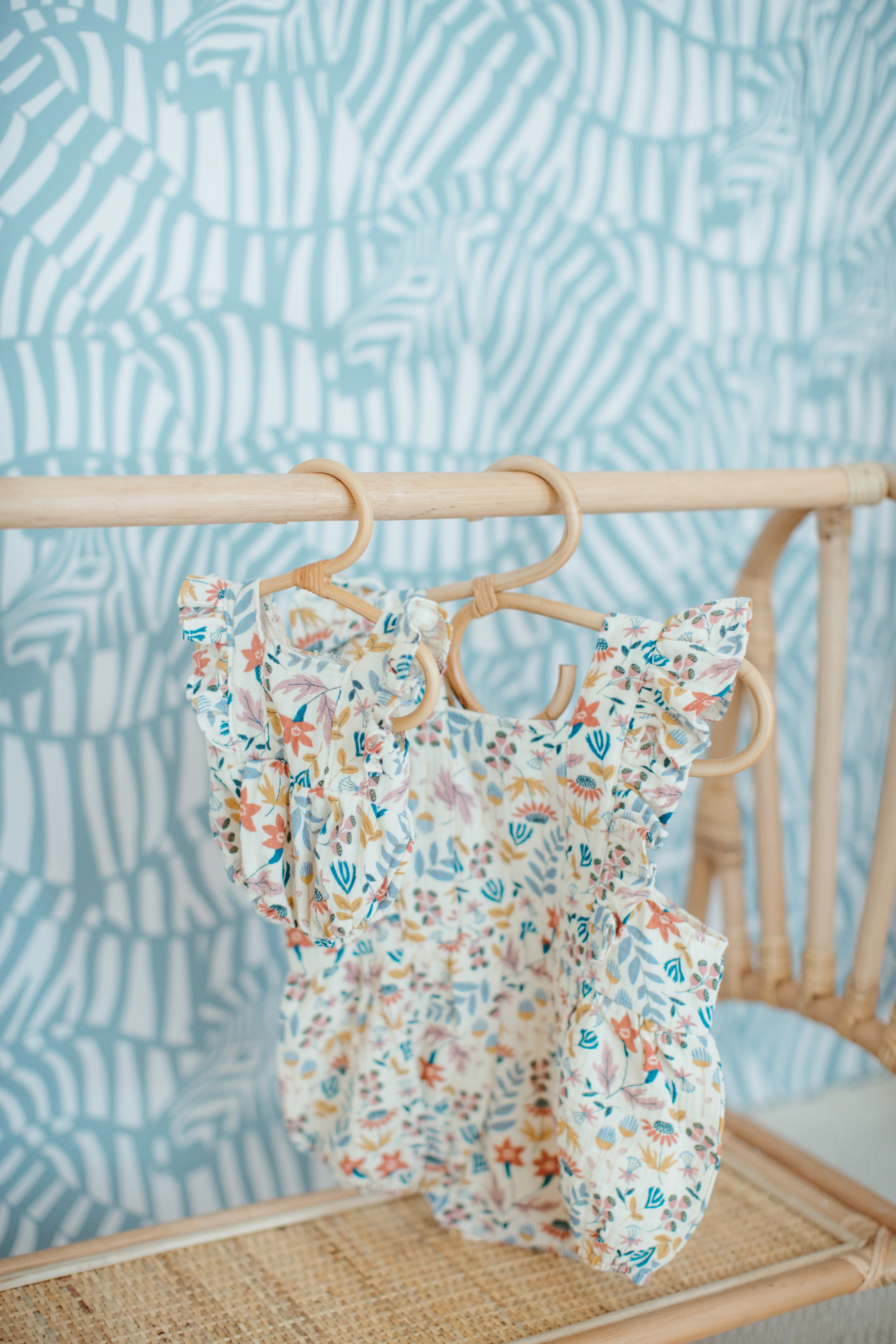 Muslin Flutter Sleeve Romper - Earthtone Floral - Image 3