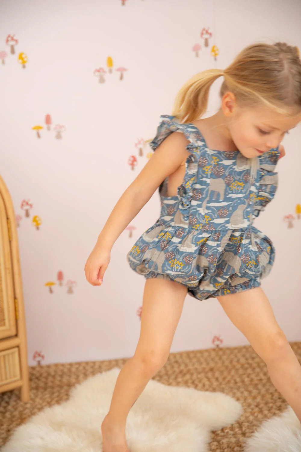Muslin Flutter Sleeve Romper - Safari Party - Image 3