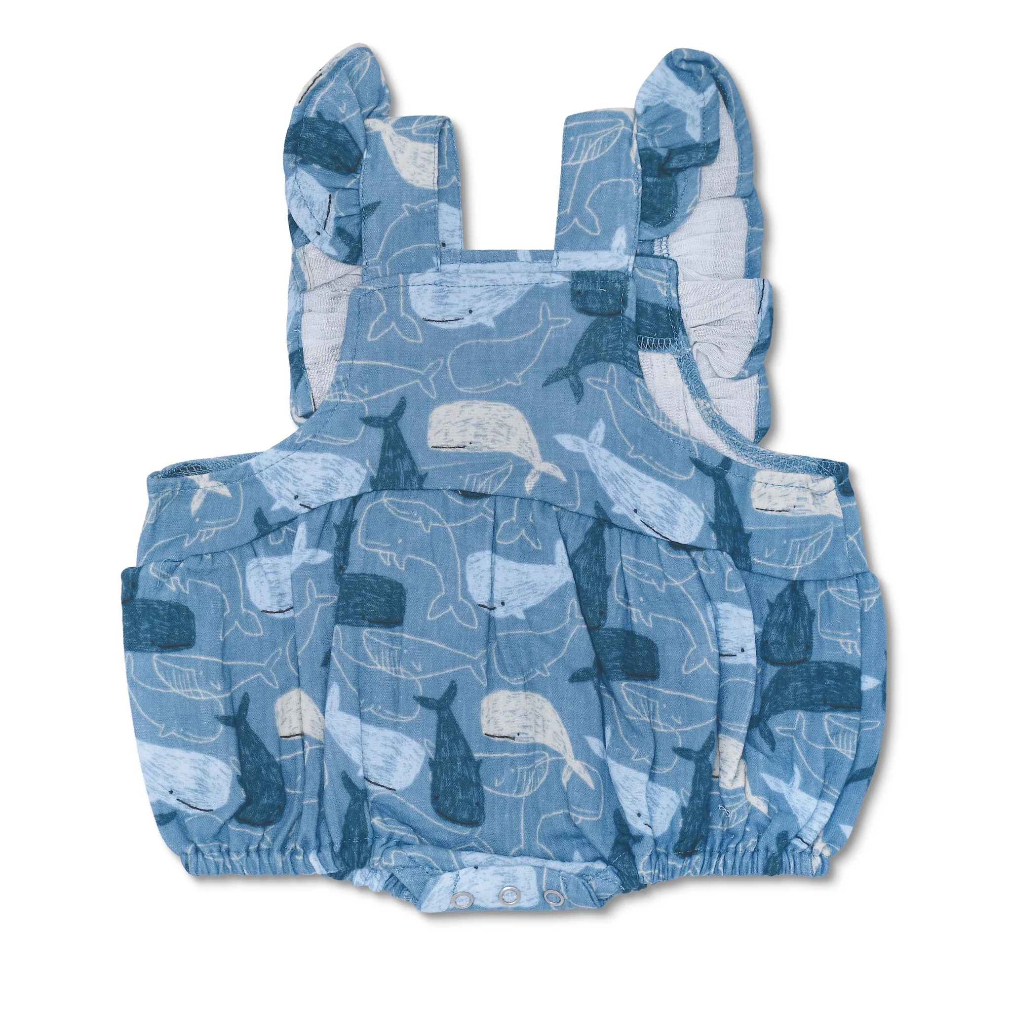 Muslin Flutter Sleeve Romper - Whale Tales - Image 2