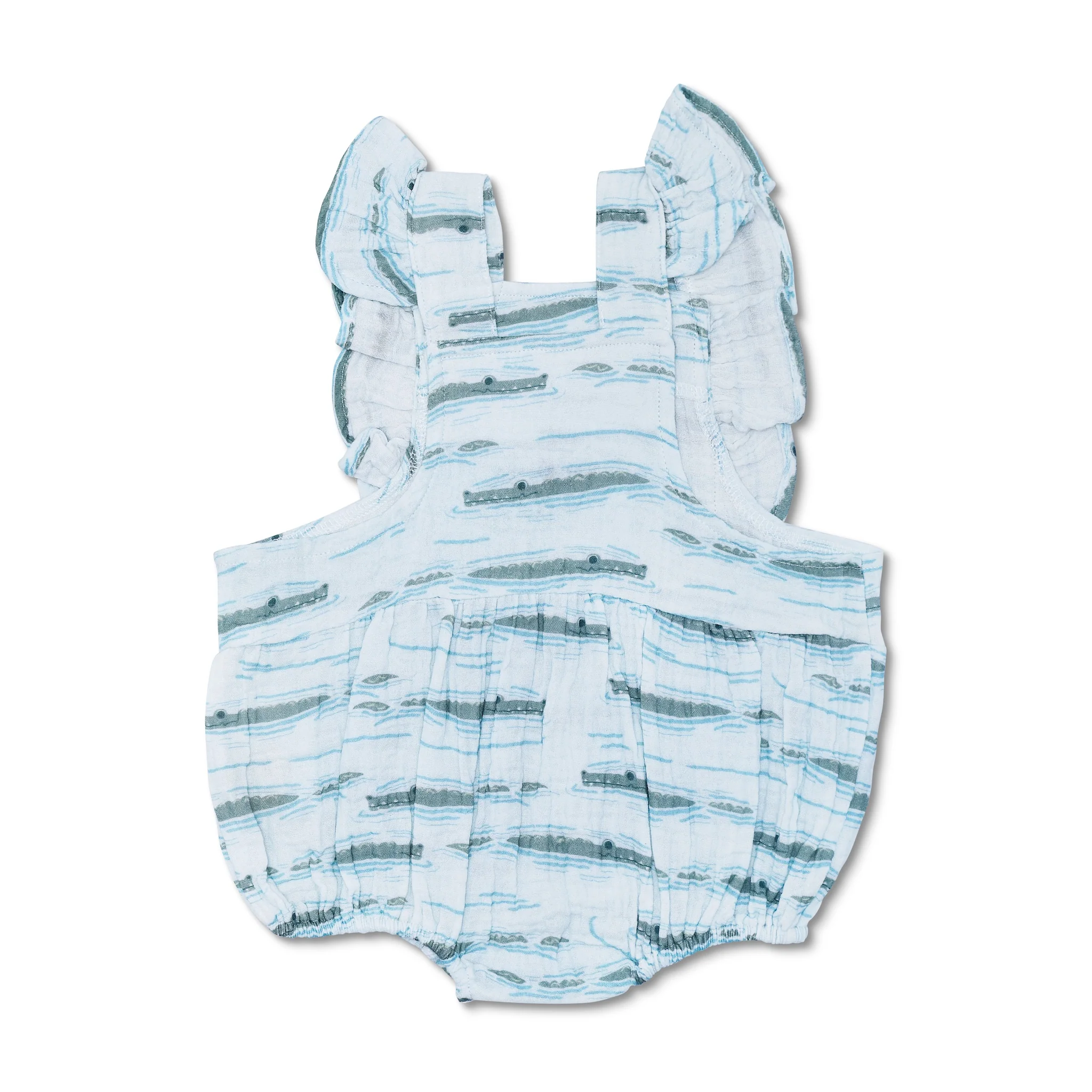 Muslin Flutter Sleeve Romper - Alligator Isle - Image 7