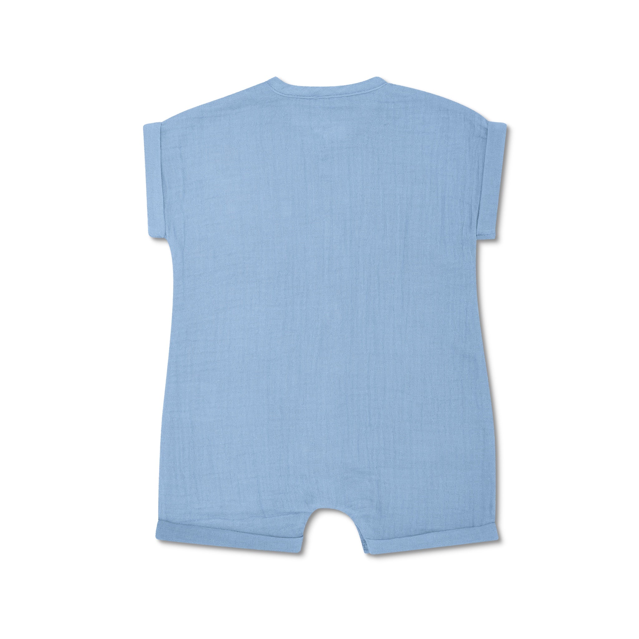 Muslin Short Sleeve Romper - Blue - Image 3