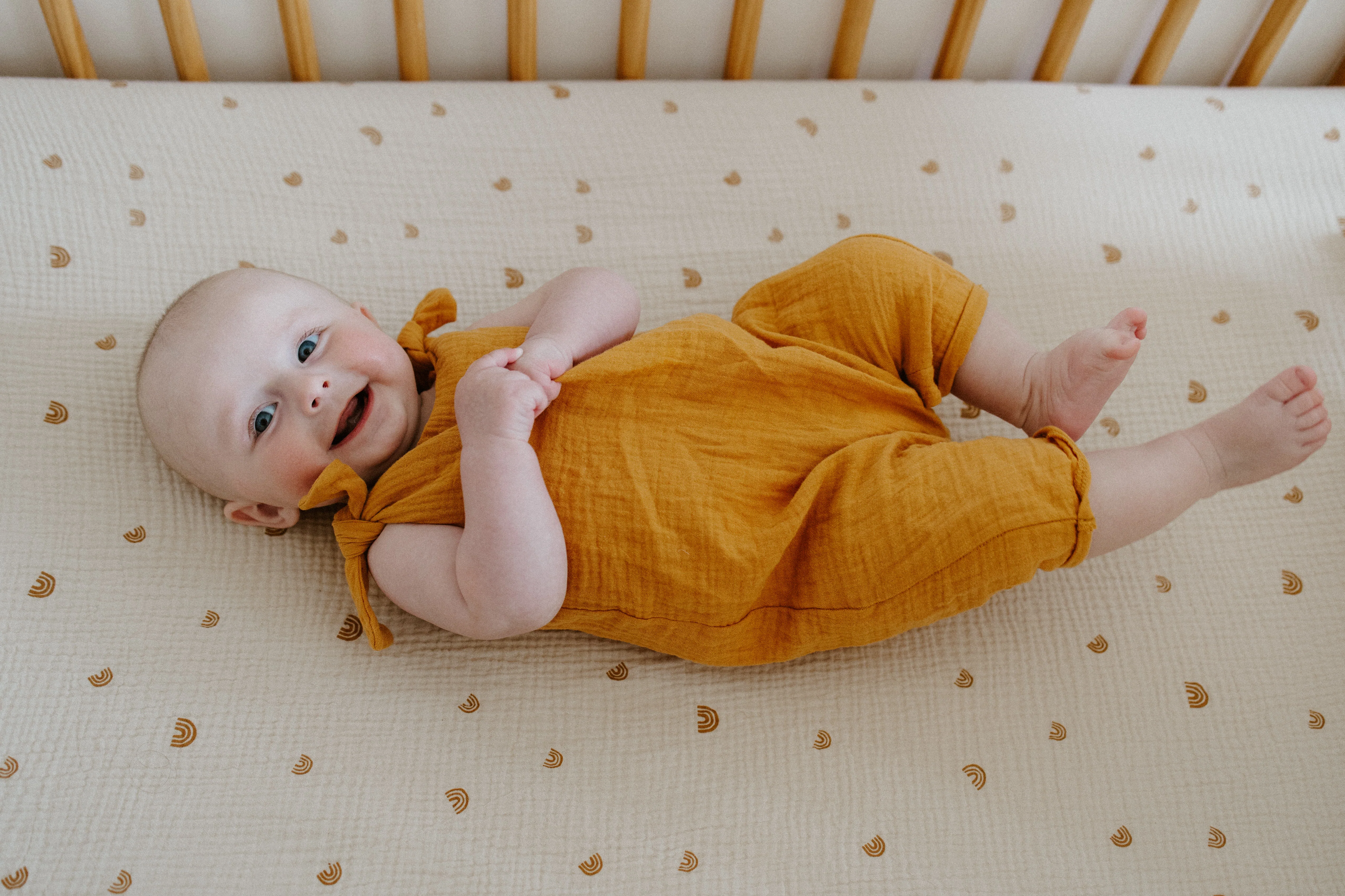 Muslin Knot Tie Overalls - Mustard - Image 3