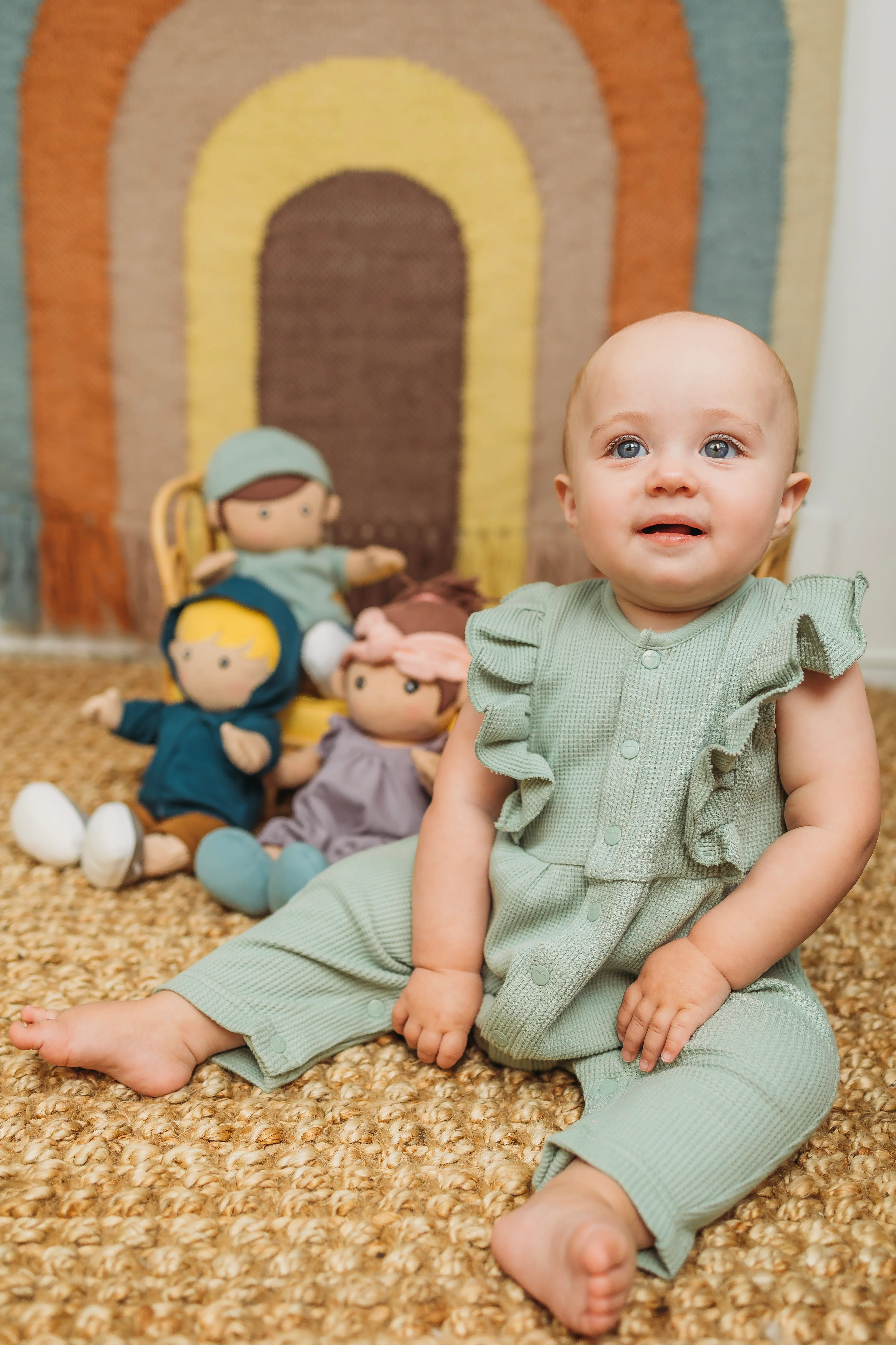 Waffle Ruffle Coverall - Sage - Image 2