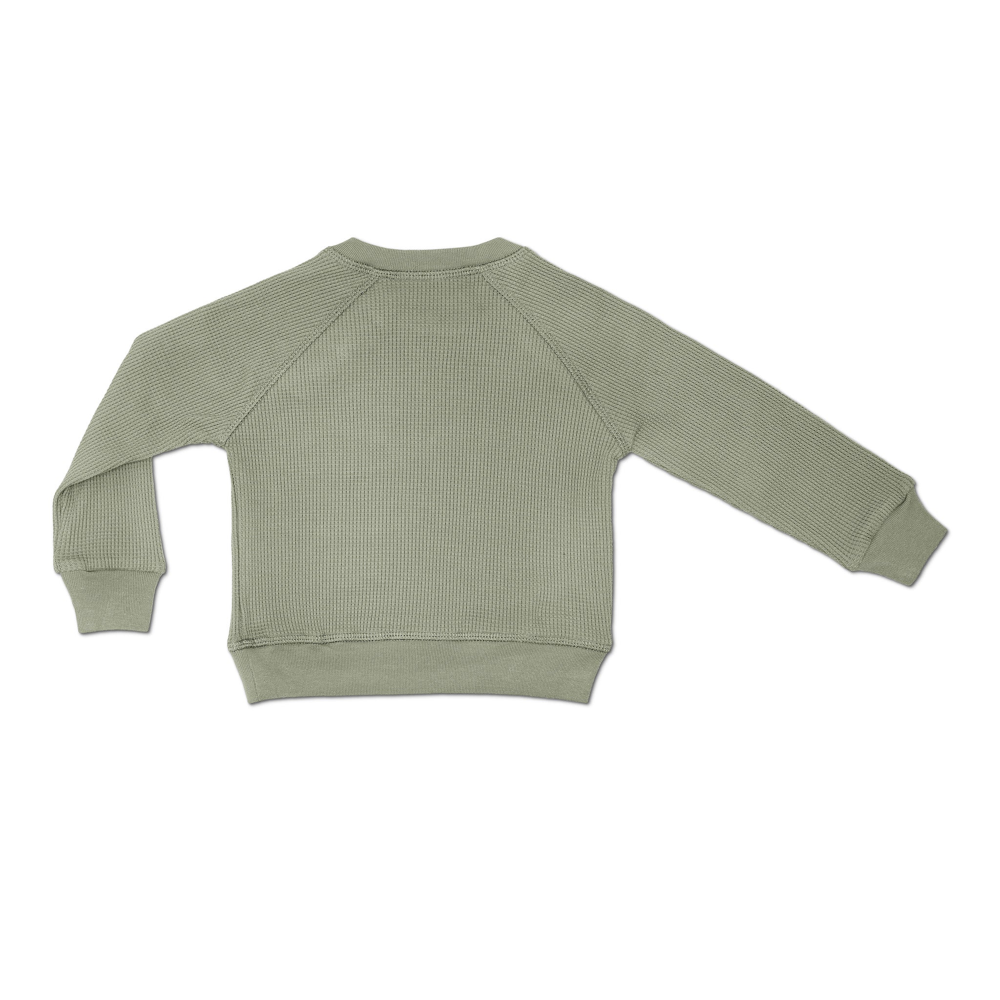Waffle Crewneck Sweatshirt - Olive Green - Image 2
